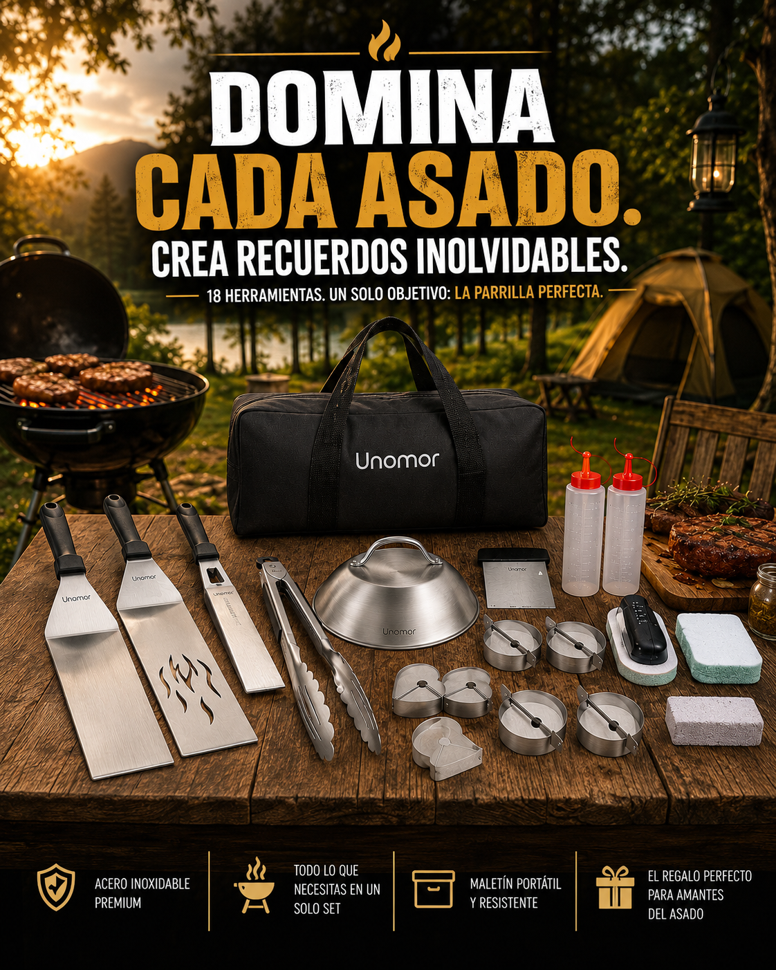 GRILL MASTER PRO™ - Kit Profesional de Parrilla 18 Piezas